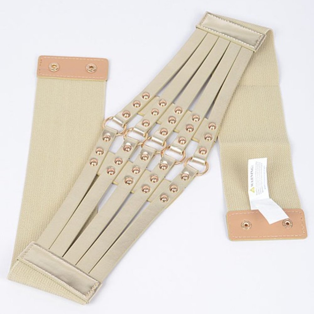 BNWT Metallic Statement Elastic Wide Corset Fashion Belt - Picture 3 of 4
